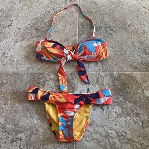 floral bando style bikini set
